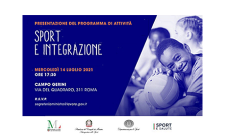Domani presentazione del progetto “Sport e Integrazione” con ministro Orlando